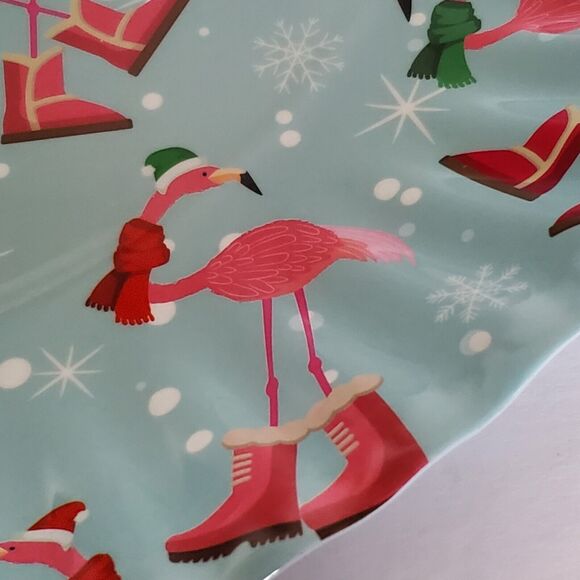 New Sigrid Olsen Melamine Platter Appetizer Serving Blue Pink Flamingo Christmas - Picture 4 of 12